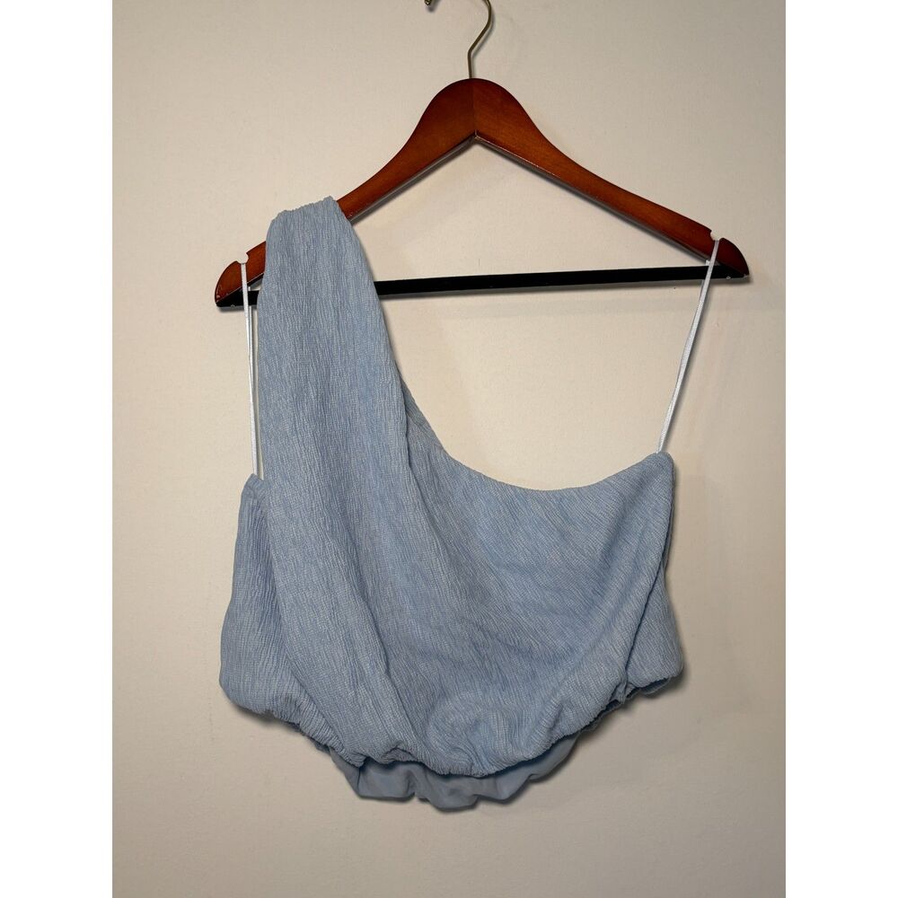 Abercrombie & Fitch Light Blue One-Shoulder Crop Top